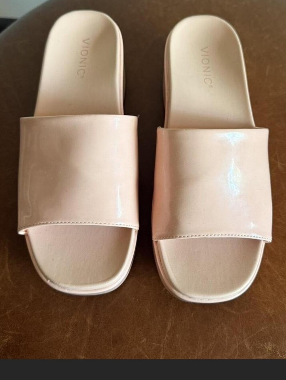 Vionic Trista Platform Slide Sandals Light Pink Patent Finish Size 8.5 - Picture 4 of 5